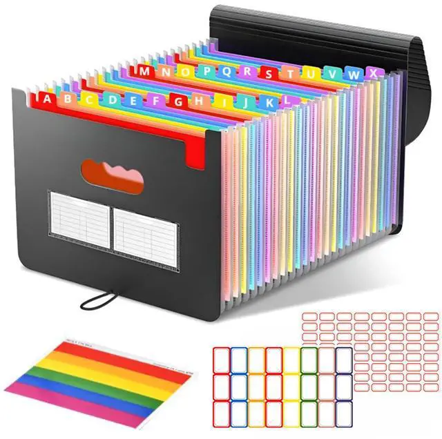 Main image of 25 Pockets Accordion File Organizer Desktop Expanding File Folders with Colorful tabs for Paper Receipts, Bills&Taxes Organizer, Letter/A4 Size Document Holder for School, Office, Home