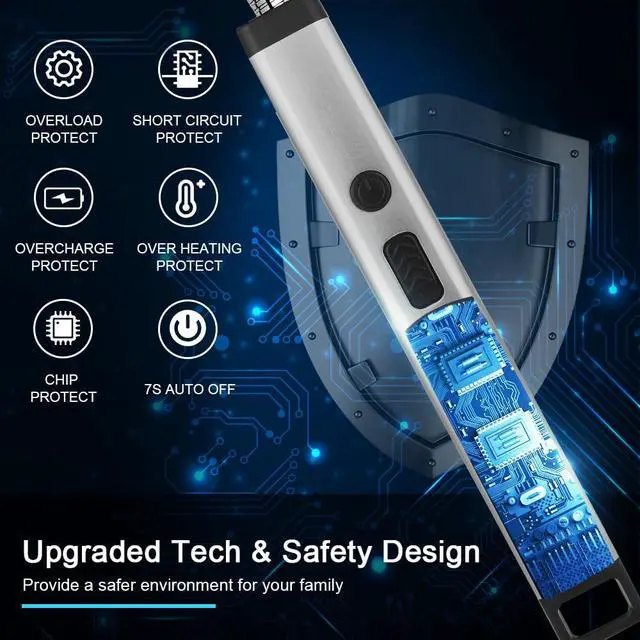 Alt view image 4 of 7 - Candle Electric Lighter Rechargeable USB Arc Lighter for Candle Camping Fireworks Christmas Birthday Gifts with LED Light for Men Women Silver