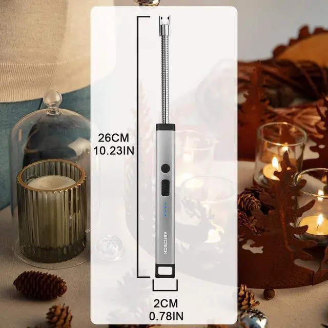 Alt view image 7 of 7 - Candle Electric Lighter Rechargeable USB Arc Lighter for Candle Camping Fireworks Christmas Birthday Gifts with LED Light for Men Women Silver