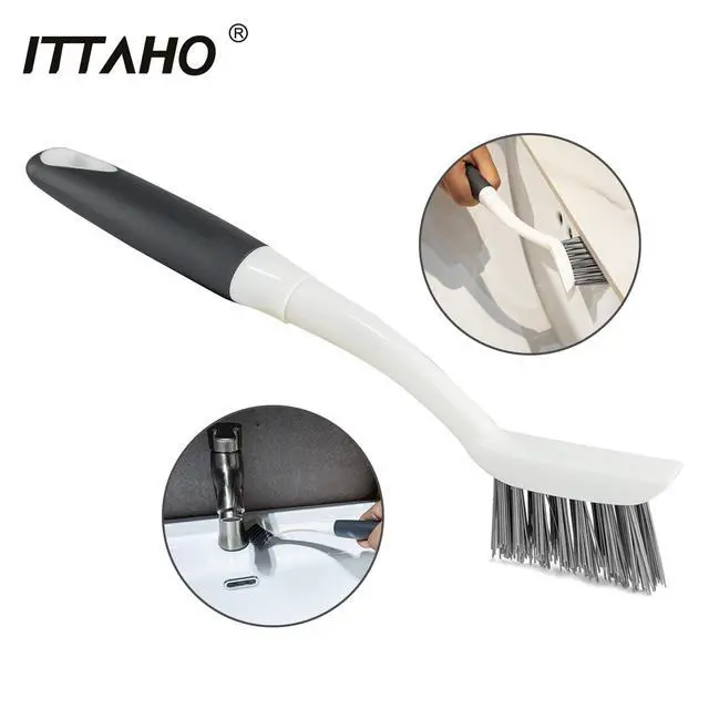 Alt view image 4 of 6 - Shower Tile Tub Scrubber Brush with 4 Cleaning Heads,Floor Scrub Brush with 56''Long Handle, Shower Cleaner Brush & Grout Cleaner Brush Set for Shower,Tile, Tub, Bathroom,Kitchen,Walls,Sink
