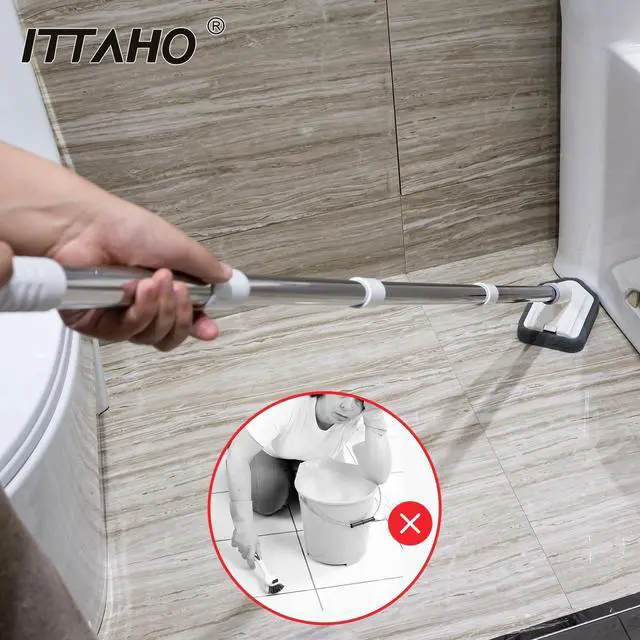 Alt view image 5 of 6 - Shower Tile Tub Scrubber Brush with 4 Cleaning Heads,Floor Scrub Brush with 56''Long Handle, Shower Cleaner Brush & Grout Cleaner Brush Set for Shower,Tile, Tub, Bathroom,Kitchen,Walls,Sink