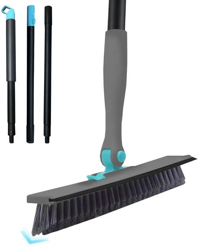 Main image of Grout Brush with Long Handle V Shape Floor Scrub Brush Stiff Bristle Grout Scrubber for Cleaning Bathroom Garage Kitchen Wall Tub Tile (1, Grey)