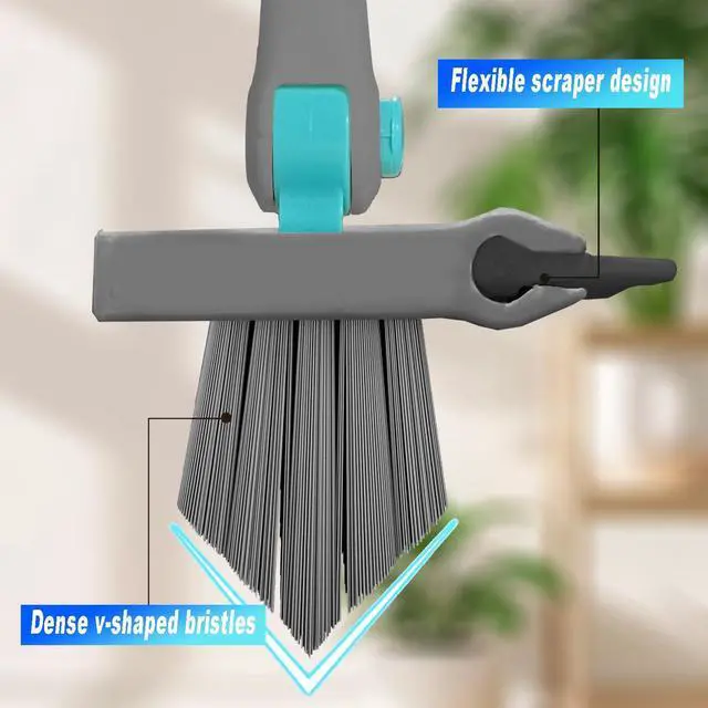 Alt view image 3 of 7 - Grout Brush with Long Handle V Shape Floor Scrub Brush Stiff Bristle Grout Scrubber for Cleaning Bathroom Garage Kitchen Wall Tub Tile (1, Grey)