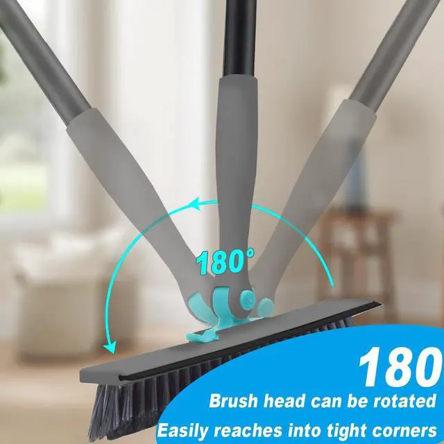 Alt view image 4 of 7 - Grout Brush with Long Handle V Shape Floor Scrub Brush Stiff Bristle Grout Scrubber for Cleaning Bathroom Garage Kitchen Wall Tub Tile (1, Grey)