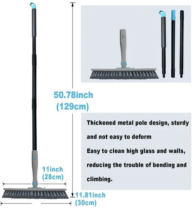 Alt view image 6 of 7 - Grout Brush with Long Handle V Shape Floor Scrub Brush Stiff Bristle Grout Scrubber for Cleaning Bathroom Garage Kitchen Wall Tub Tile (1, Grey)
