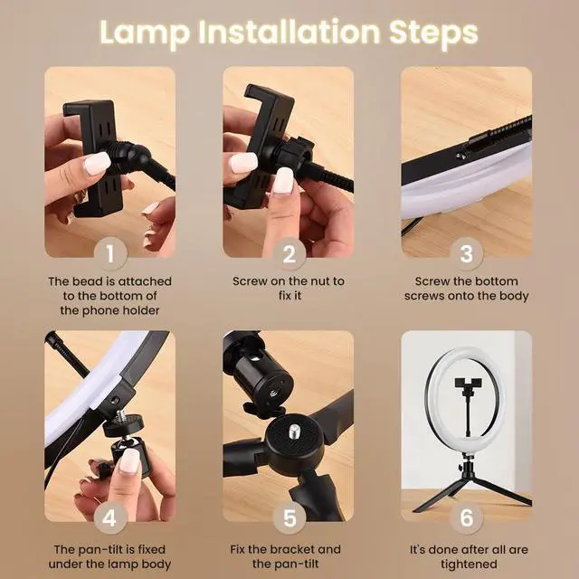 Alt view image 2 of 4 - 10" Selfie Ring Light with Tripod & Phone Holder Dimmable LED Circle Light for Live Streaming, Makeup, YouTube & TikTok, Compatible with iOS/Android Phones, Black