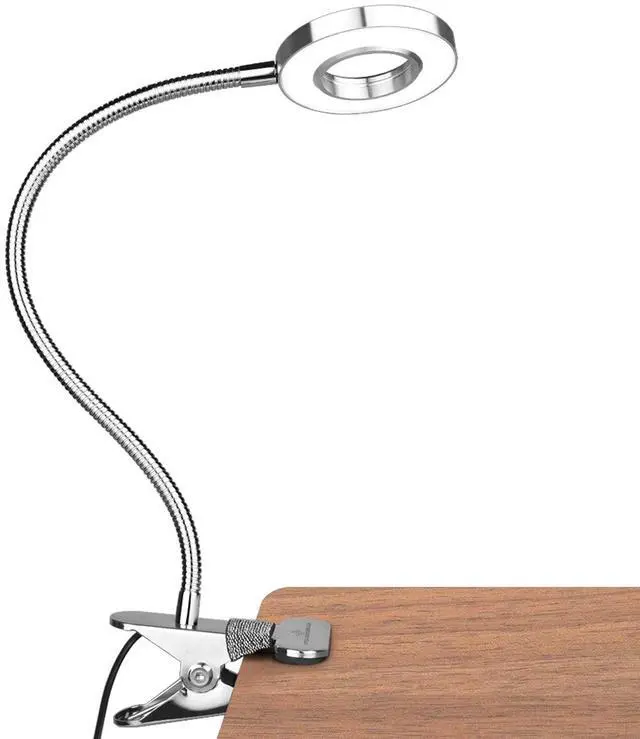 Main image of LED Clip on Light, 36 LED Eye-Caring Reading Lamp for Dorm Room, 360° Flexible Gooseneck with 4 Color Modes, Dimmable Book Light for Bed, Desk, Headboard, Computer (Silver)