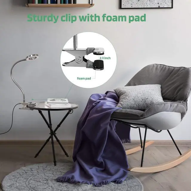 Alt view image 4 of 6 - LED Clip on Light, 36 LED Eye-Caring Reading Lamp for Dorm Room, 360° Flexible Gooseneck with 4 Color Modes, Dimmable Book Light for Bed, Desk, Headboard, Computer (Silver)