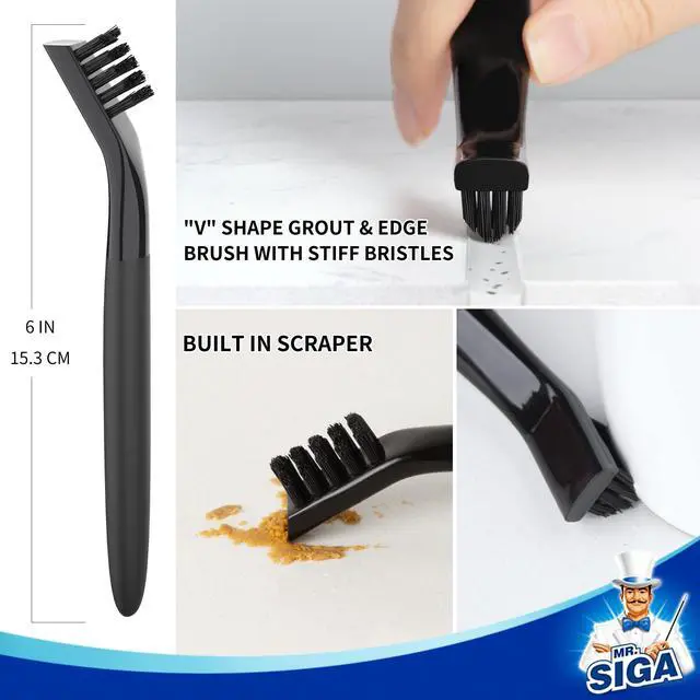Alt view image 2 of 6 - Grout Cleaner Brush Set, Detail Cleaning Brush Set for Tiles, Sinks, Drains, Grout Brush for Edge, Crevice Cleaning