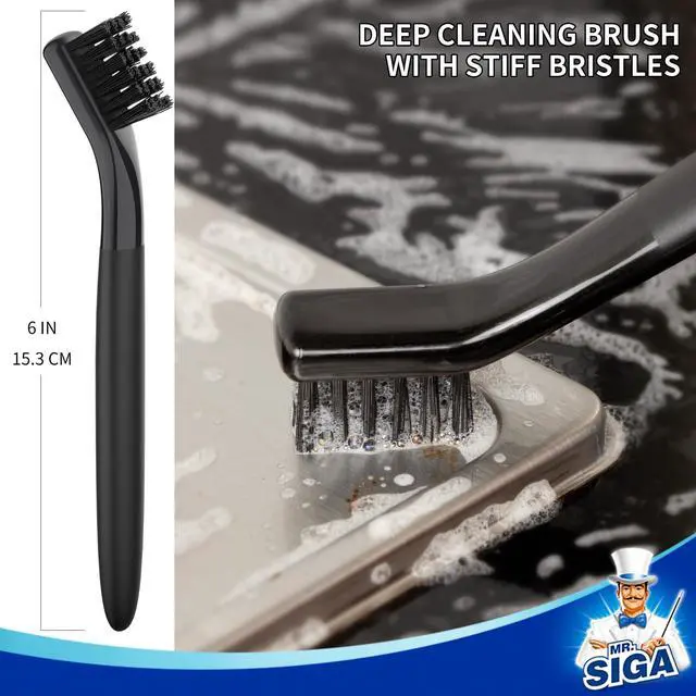 Alt view image 4 of 6 - Grout Cleaner Brush Set, Detail Cleaning Brush Set for Tiles, Sinks, Drains, Grout Brush for Edge, Crevice Cleaning
