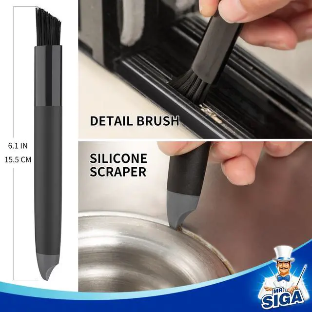 Alt view image 5 of 6 - Grout Cleaner Brush Set, Detail Cleaning Brush Set for Tiles, Sinks, Drains, Grout Brush for Edge, Crevice Cleaning