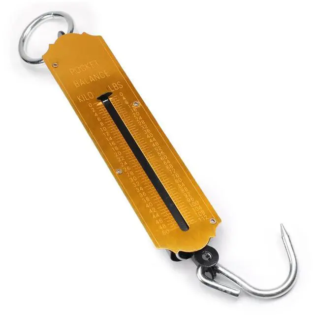 Main image of Spring Balance Hanging Hook Handheld Metal Weighing Force Scale Kilo & LBS 50KG