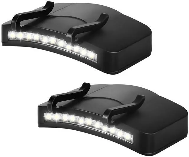 Main image of 2 Pcs Hat Light Clip 11 LED Cap Lights Clip on Hat Battery Powered Hat Brim Clip on Light Black Waterproof Ultra Bright Hat Flashlight Clip on Headlamp for Hats Hunting Camping Fishing Hiking