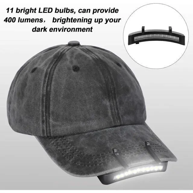 Alt view image 3 of 6 - 2 Pcs Hat Light Clip 11 LED Cap Lights Clip on Hat Battery Powered Hat Brim Clip on Light Black Waterproof Ultra Bright Hat Flashlight Clip on Headlamp for Hats Hunting Camping Fishing Hiking