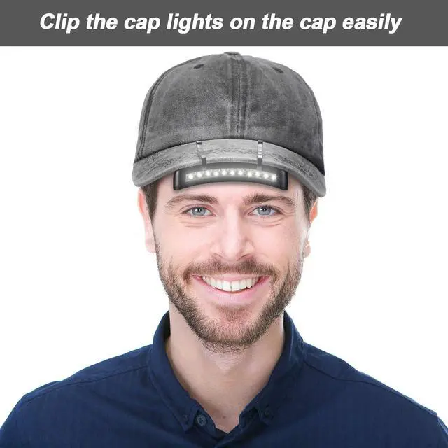 Alt view image 6 of 6 - 2 Pcs Hat Light Clip 11 LED Cap Lights Clip on Hat Battery Powered Hat Brim Clip on Light Black Waterproof Ultra Bright Hat Flashlight Clip on Headlamp for Hats Hunting Camping Fishing Hiking