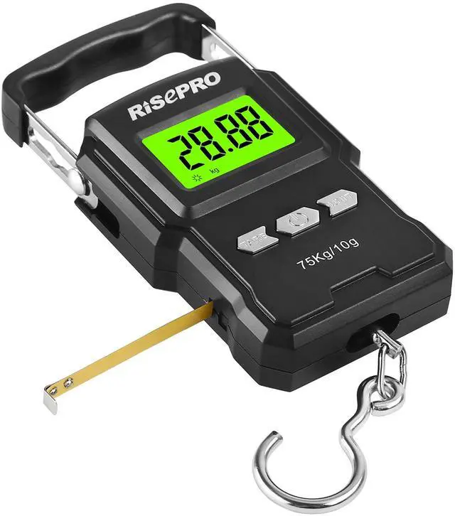 Main image of 75Kg / 165Lb Digital Fish Scale with 39 Inch Ruler Electronic Luggage Balance Fishing Postal Hanging Hook Scale WHA08
