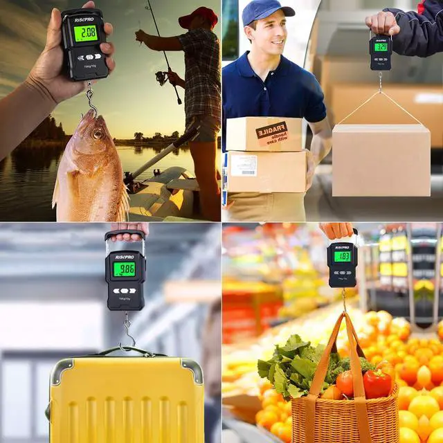 Alt view image 5 of 7 - 75Kg / 165Lb Digital Fish Scale with 39 Inch Ruler Electronic Luggage Balance Fishing Postal Hanging Hook Scale WHA08