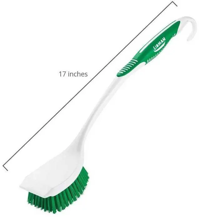 Alt view image 2 of 2 - Long Handle Scrub Brush - Item Model Number: 00010 - Ergonomic Rubber Grip Won't Slip When Wet.