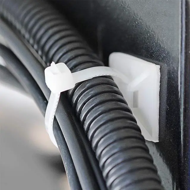Alt view image 4 of 7 - 3/4" Strong Back-Glue Self Adhesive White Cable Zip Tie Mounts 100pcs with 8" Ties, Screws, Outdoor Sticky Wire Fasteners Cable Clips Management Anchors Organizer Holders Squares