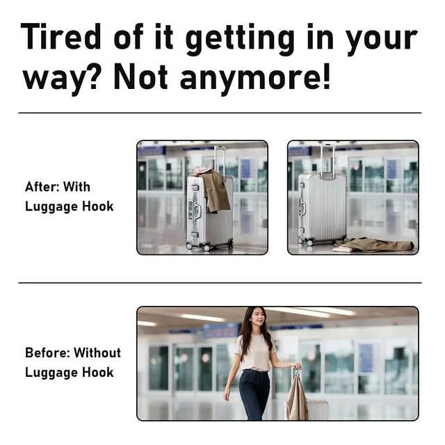 Alt view image 2 of 6 - Luggage Hook & Luggage Straps for Suitcases Travel Accessories & Travel Essentials, Carry-On Bag Holder for Jackets & Backpacks, Hands-Free for Travel, Business Trips & Flight Attendants