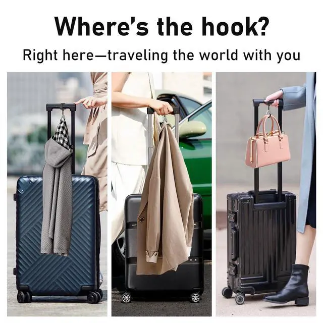 Alt view image 3 of 6 - Luggage Hook & Luggage Straps for Suitcases Travel Accessories & Travel Essentials, Carry-On Bag Holder for Jackets & Backpacks, Hands-Free for Travel, Business Trips & Flight Attendants