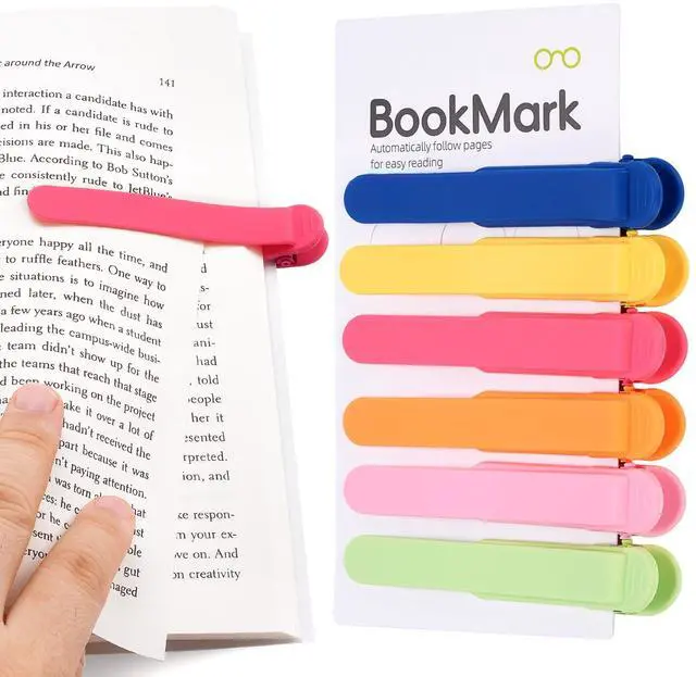 Main image of 6 PCS Automatic Bookmark, Smart Bookmarks for Women Men Book Accessories Silicone Book Mark Bible Book Markers Book Marks for Reading Book Lovers Gifts Bookish Gifts Birthday Party Favors for Kids, C