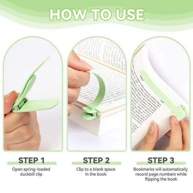Alt view image 2 of 7 - 6 PCS Automatic Bookmark, Smart Bookmarks for Women Men Book Accessories Silicone Book Mark Bible Book Markers Book Marks for Reading Book Lovers Gifts Bookish Gifts Birthday Party Favors for Kids, C