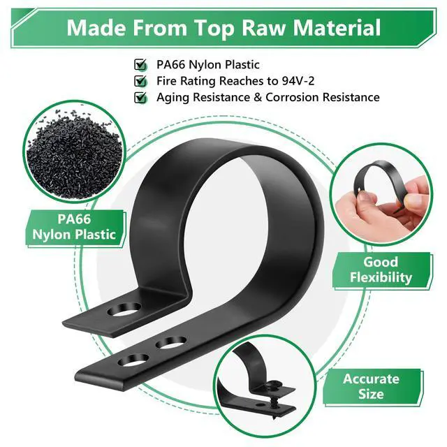 Alt view image 2 of 7 - Cable Clips for Cable Management Cord Organizer, 6 Sizes 290 PCS Nylon R-Type, 3/16'' 1/4'' 3/8'' 1/2'' 3/4'' 1'' Black Plastic Screw Mounting Cord Fastener Clamp Assortment Kit with M4 Screws