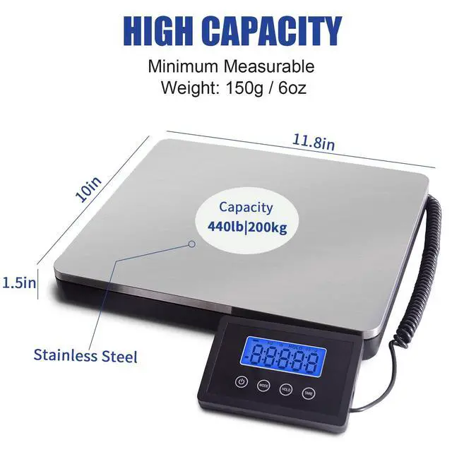 Alt view image 2 of 7 - Shipping Scale for Packages Small Business - 440lb x 0.1lb Digital Postal Scale for Packages, Shipping Package Scale, Postage Scale, Postal Scale, Luggage Scale