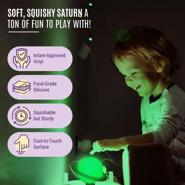 Alt view image 3 of 7 - Saturn Clip On Lamp Nightlight for Kids Room - Dimmable Clip On LED Light with Detachable Head - Newborn Night Light for Boys & Girls - Breastfeeding Night Light with 7 Colors & 6 Brightness Levels