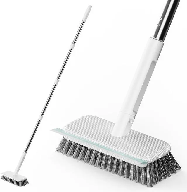 Main image of Floor Scrubber, Stainless Steel Wire Scrub Brush with Long Handle, Sturdy, Durable, and Corrosion-Resistant, Outdoor Surface Cleaning for Concrete Patios, Deck, Garden, Garage