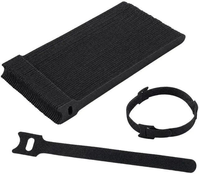 Main image of 60PCS Reusable Cable Ties, 6 Inch Black Hook and Loop Management Straps, Adjustable Cord Wrap Wire Organizer for Home Office TV Computer Cables