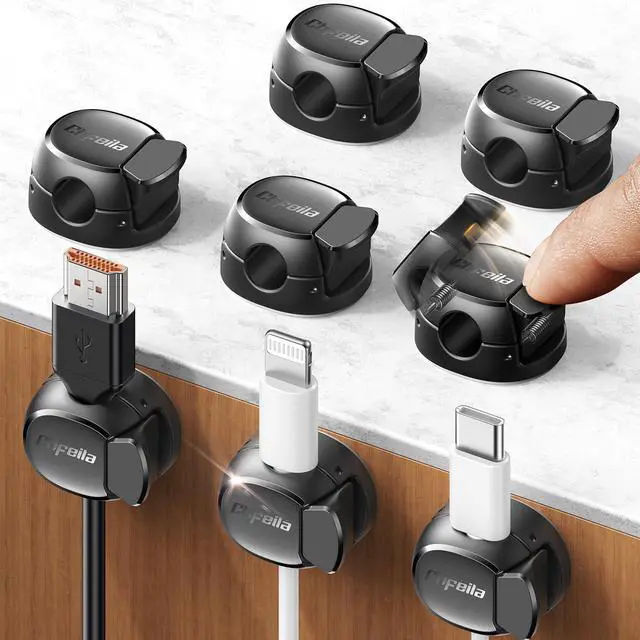 Main image of 8-Pack Cable Clips, Dorm Room Essentials, Quick-Lock Cord Organizer, Cord Holder for Nightstand, Home Office Desk Accessories for Men Women, College Dorm Decor, Cubicle Accessories, School Supplies