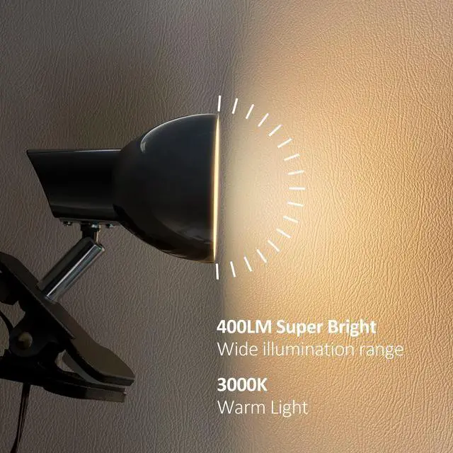 Alt view image 2 of 7 - Clamp Light, Super Bright Clip Lamp for Book Reading in Bed Headboard Light, Easy to Attach Illumination Powerful Small Compact Clamp Lamp Black