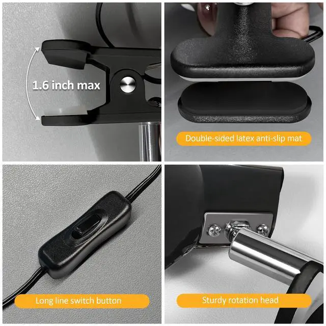 Alt view image 4 of 7 - Clamp Light, Super Bright Clip Lamp for Book Reading in Bed Headboard Light, Easy to Attach Illumination Powerful Small Compact Clamp Lamp Black