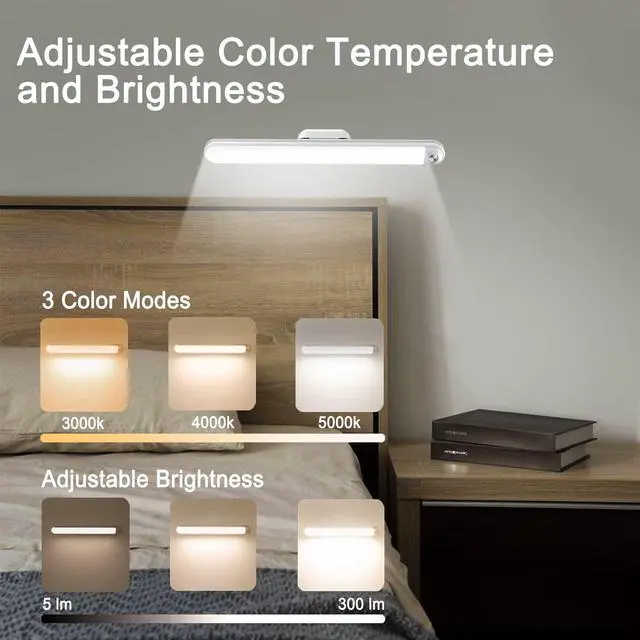 Alt view image 2 of 6 - Bunk Bed Lights Dimmable Touch Light Bar Adjustable Color Temperature, Wireless Stick on Lighting for Kids, Wall Reading, Headboard Lamp, Bedroom, Closet, Under Cabinet, 30 LED 2200mAh Rechargeable