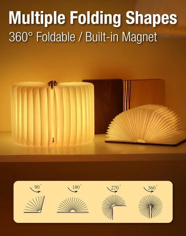 Alt view image 4 of 6 - 4.7 Inch Inch Wooden Book Lamp, Book Lovers Gifts,Teacher Appreciation Gifts for Women, LED Ambient Lighting, Magnetic Mood Lighting for Home&Library Decor (Maple)