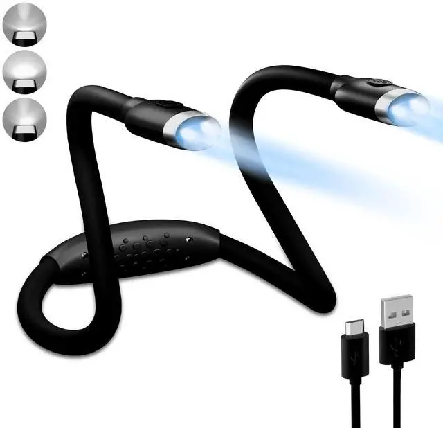 Main image of Neck Reading Light Black, 800mAh Rechargeable Book Light for Reading in Bed 6 Brightness, Bendable Arms, Hands Free for Knitting, Crocheting