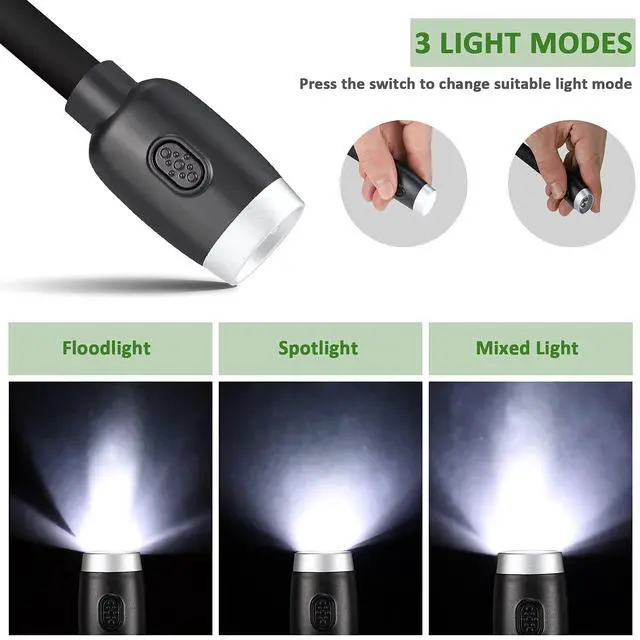 Alt view image 2 of 6 - Neck Reading Light Black, 800mAh Rechargeable Book Light for Reading in Bed 6 Brightness, Bendable Arms, Hands Free for Knitting, Crocheting