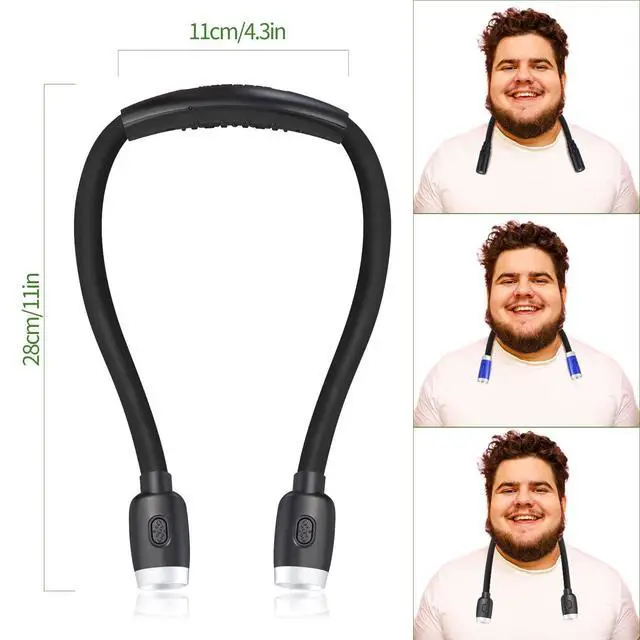 Alt view image 3 of 6 - Neck Reading Light Black, 800mAh Rechargeable Book Light for Reading in Bed 6 Brightness, Bendable Arms, Hands Free for Knitting, Crocheting