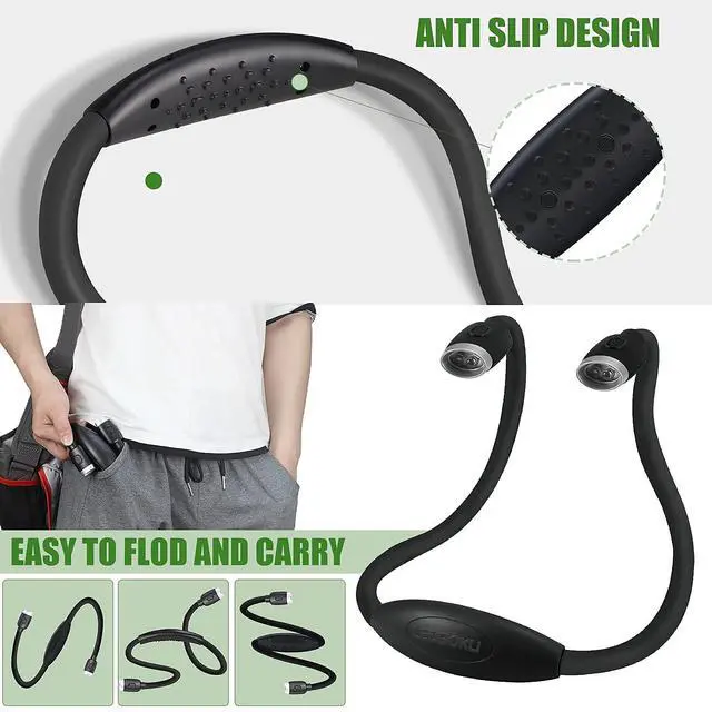 Alt view image 5 of 6 - Neck Reading Light Black, 800mAh Rechargeable Book Light for Reading in Bed 6 Brightness, Bendable Arms, Hands Free for Knitting, Crocheting