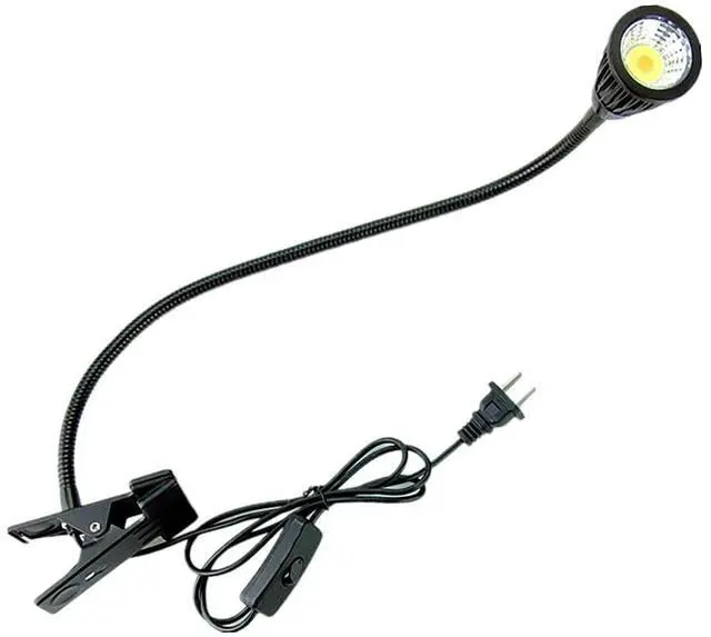 Main image of 5W 3 Colors LED COB Clip on Light Black 19.68 INCH 50 CM Tube Desk Flexible Table Bed Lamp Work Home Design Lighting 110V 220V 85-265VAC with US Plug Switch on Off 500LM (Black)