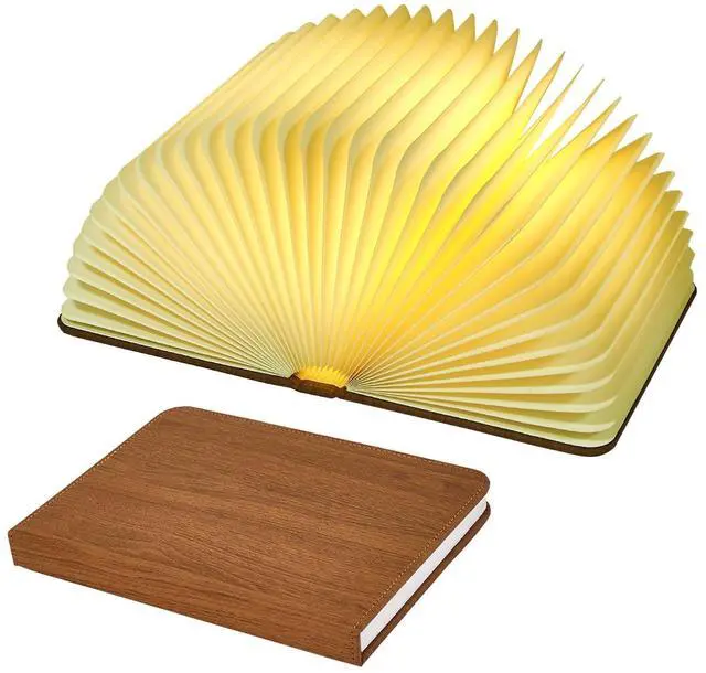 Main image of 8 Colors Small Folding Book Lamp,Upgraded Version Portable Book-Shaped Desk Light,Novelty LED Paper Lantern with USB Rechargeable Night Light,Small Wood (Size 5.7×4.3×1in), XIU0022