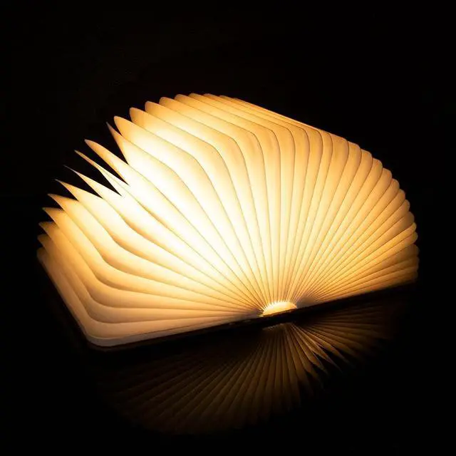 Alt view image 3 of 7 - 8 Colors Small Folding Book Lamp,Upgraded Version Portable Book-Shaped Desk Light,Novelty LED Paper Lantern with USB Rechargeable Night Light,Small Wood (Size 5.7×4.3×1in), XIU0022