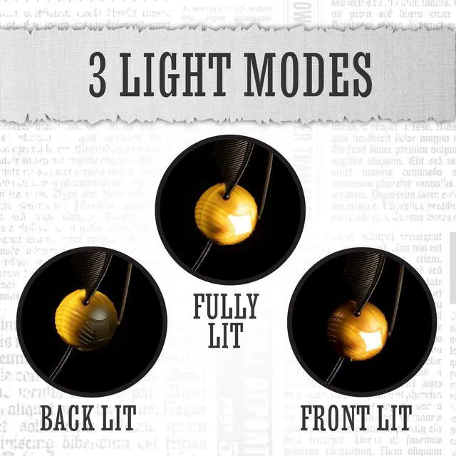 Alt view image 5 of 5 - Golden Snitch Lumi Clip | Convenient Harry Potter Themed Reading Light | Dual Powered by Batteries or USB, Gold