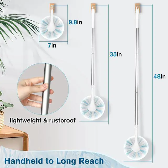 Alt view image 3 of 7 - Tub Tile Scrubber Brush with 48" Long Handle, 2026 Version 1 Pc Non-Scratch Soft Tub Mop, All-in-One Adjustable Bathroom Brush for Bathtub, Shower, Sink, Faucet, and Wall Tile1