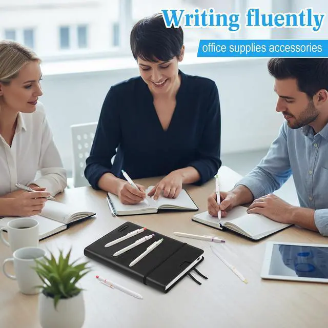 Alt view image 5 of 6 - Gel Pens, 10 Pcs 0.5mm Quick Dry Black Ink Fine Point Smooth Writing Pens High End Series Retractable Aesthetic Ballpoint for Office School Supplies Women Men Gifts(White,Classic)