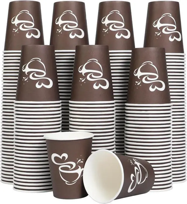 Main image of 300 Count 12 oz Paper Coffee Cups, Disposable Drinking Cups for Hot or Cold Beverage, 12 ounce Brown Coffee Cups for Party, Business, Travel, Picnic
