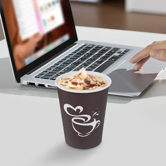 Alt view image 4 of 6 - 300 Count 12 oz Paper Coffee Cups, Disposable Drinking Cups for Hot or Cold Beverage, 12 ounce Brown Coffee Cups for Party, Business, Travel, Picnic