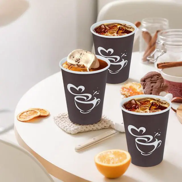Alt view image 6 of 6 - 300 Count 12 oz Paper Coffee Cups, Disposable Drinking Cups for Hot or Cold Beverage, 12 ounce Brown Coffee Cups for Party, Business, Travel, Picnic